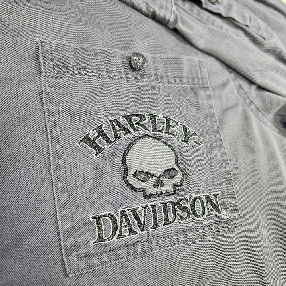 Harley Davidson Shirt Men XL Skull Big Logo Y2K Motorcycle Biker Button Down - Picture 5 of 12
